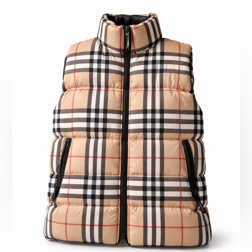 Burberry Check Puffer Vest Kids 10 Fits XS Small Women Beige Nova Check